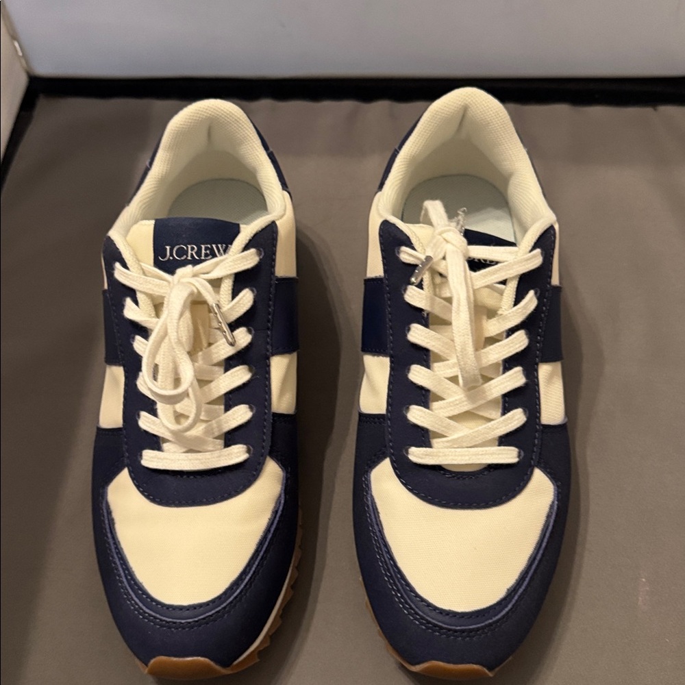 J. Crew women size 6 Navy and Cream Sneakers new without box - Picture 2 of 6